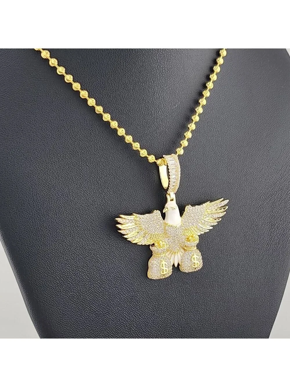 Sterling Silver 925 Flying Eagle Necklace with Two Money Bags – Bold & Symbolic